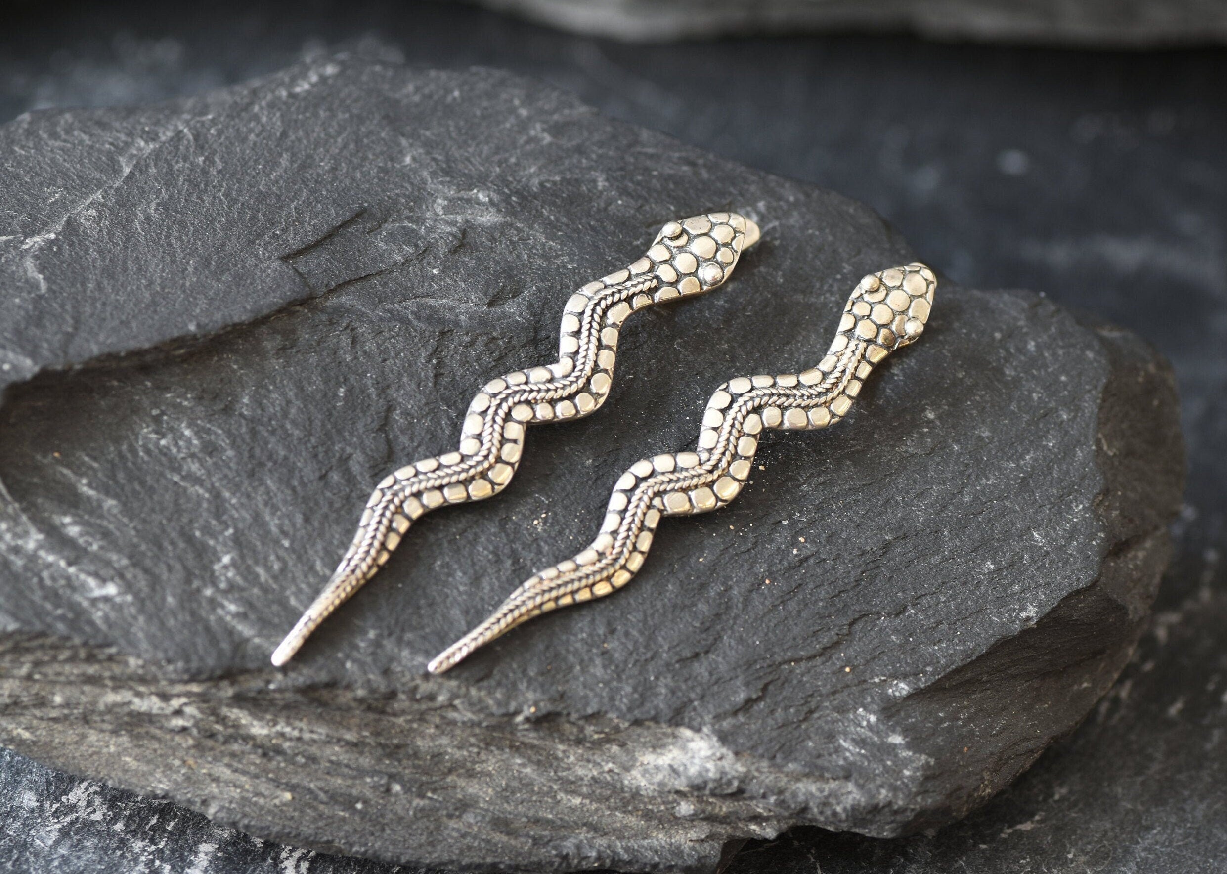 Long Snake Earrings, Serpent Earrings, Silver Snake Earrings, Long Earrings, Statement Earrings, Solid Silver Earrings, 925 Sterling Silver