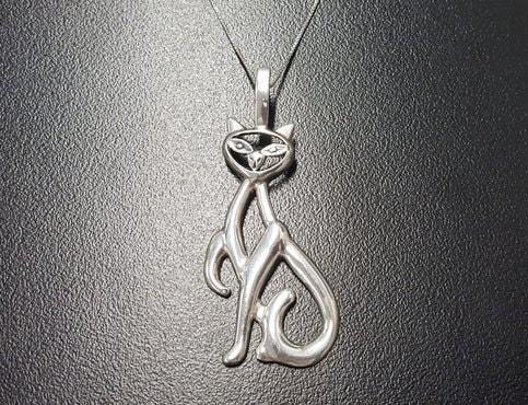 Silver Cat Pendant, Animal Pendant, Solid Silver Pendant, Silver Artistic Pendant, Silver Artisan Pendant, Statement Pendant, Large Pendant