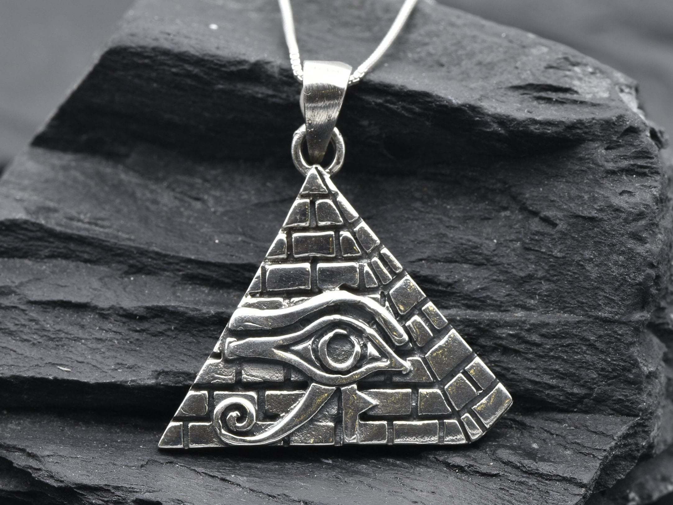 Silver Pyramid Pendant, All Seeing Eye Pendant, Handmade Pendant, Egyptian Pendant, Silver Egyptian Necklace, Symbolic Pendant, Cute pendant