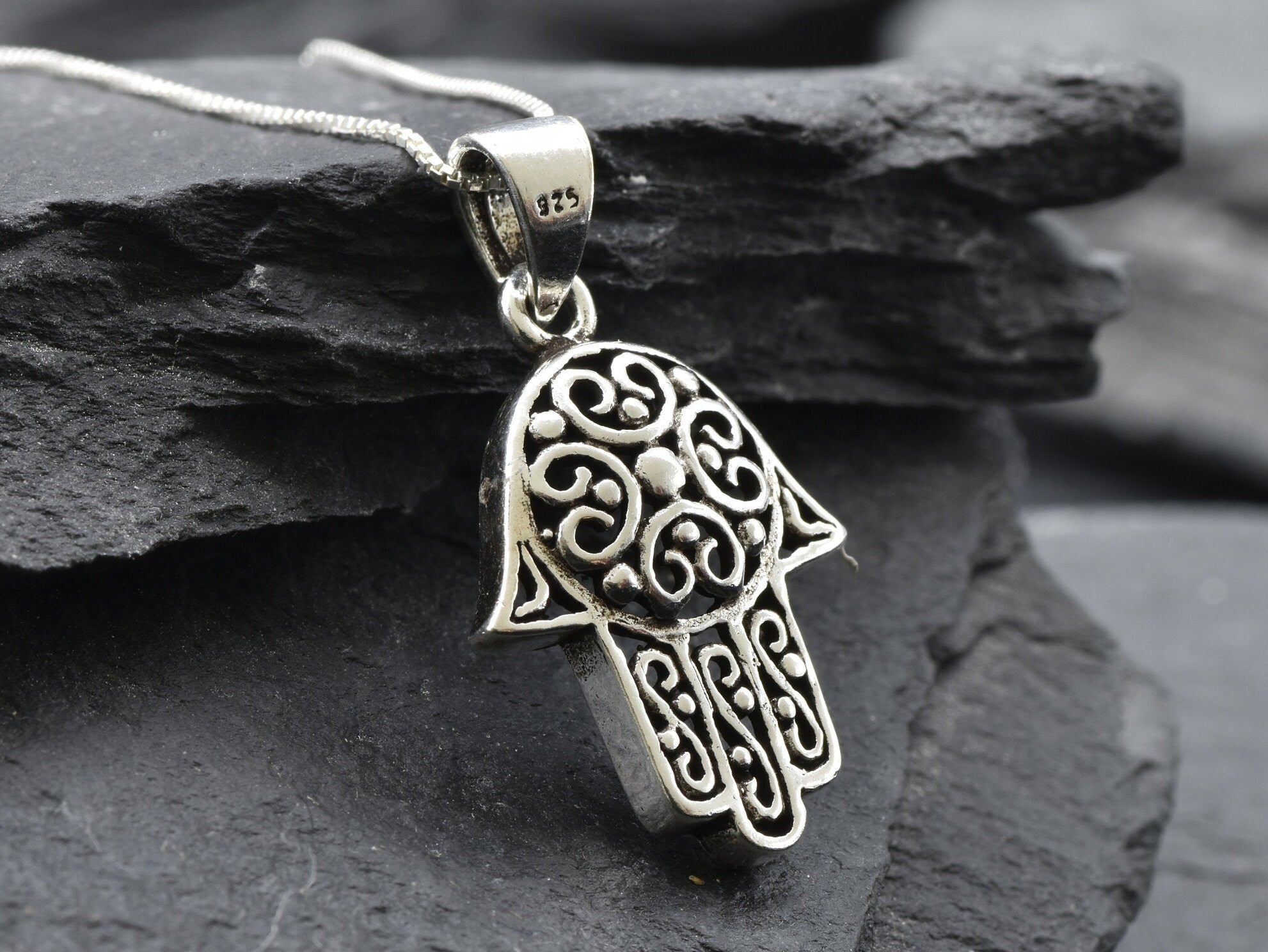 Silver Hamsa Pendant, Silver Fatima Pendant, Hand of Fatima Pendant, Silver Hand Pendant, Protection Pendant, Symbolic Pendant, 925 Silver