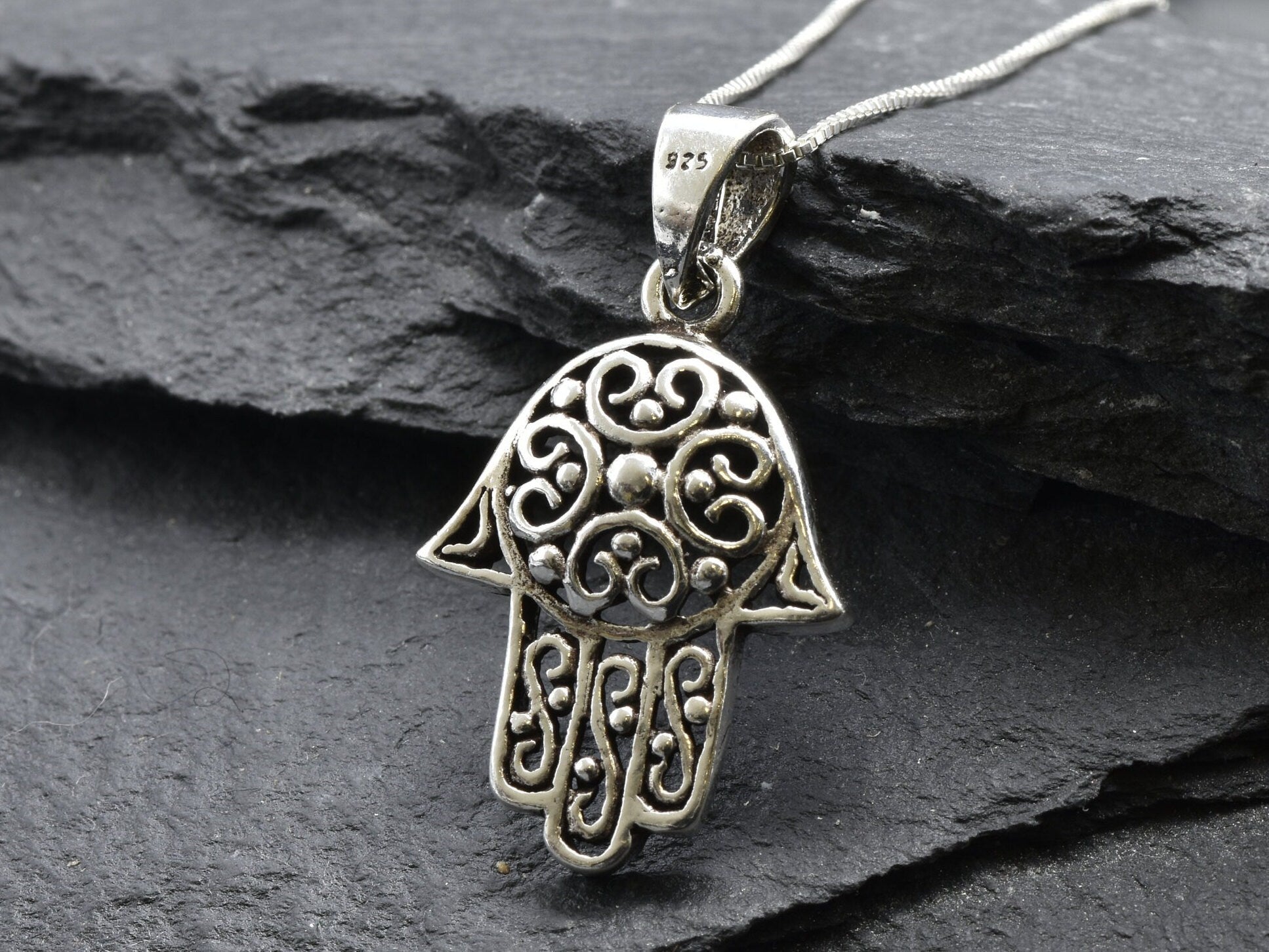 Silver Hamsa Pendant, Silver Fatima Pendant, Hand of Fatima Pendant, Silver Hand Pendant, Protection Pendant, Symbolic Pendant, 925 Silver