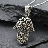 Gold Hamsa Pendant - Gold Fatima Necklace, Gold Hand Pendant