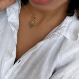 Elegant Gold Hamsa Pendant - 18k Gold Vermeil Fatima Necklace, perfect for everyday wear and special occasions.