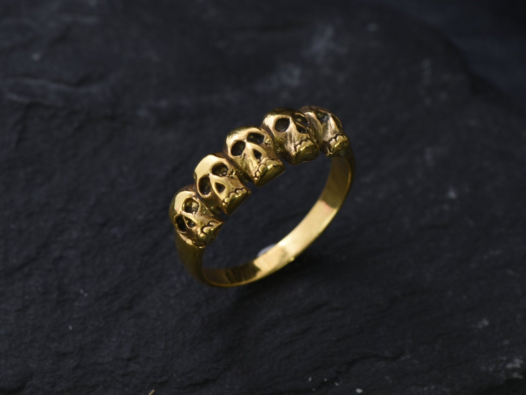 Gold Skull Ring, Skulls Ring, Gold Vintage Ring, Gold Skeleton Ring, Antique Ring, Handmade Ring, Artisan Ring, Original Ring, Gothic Ring