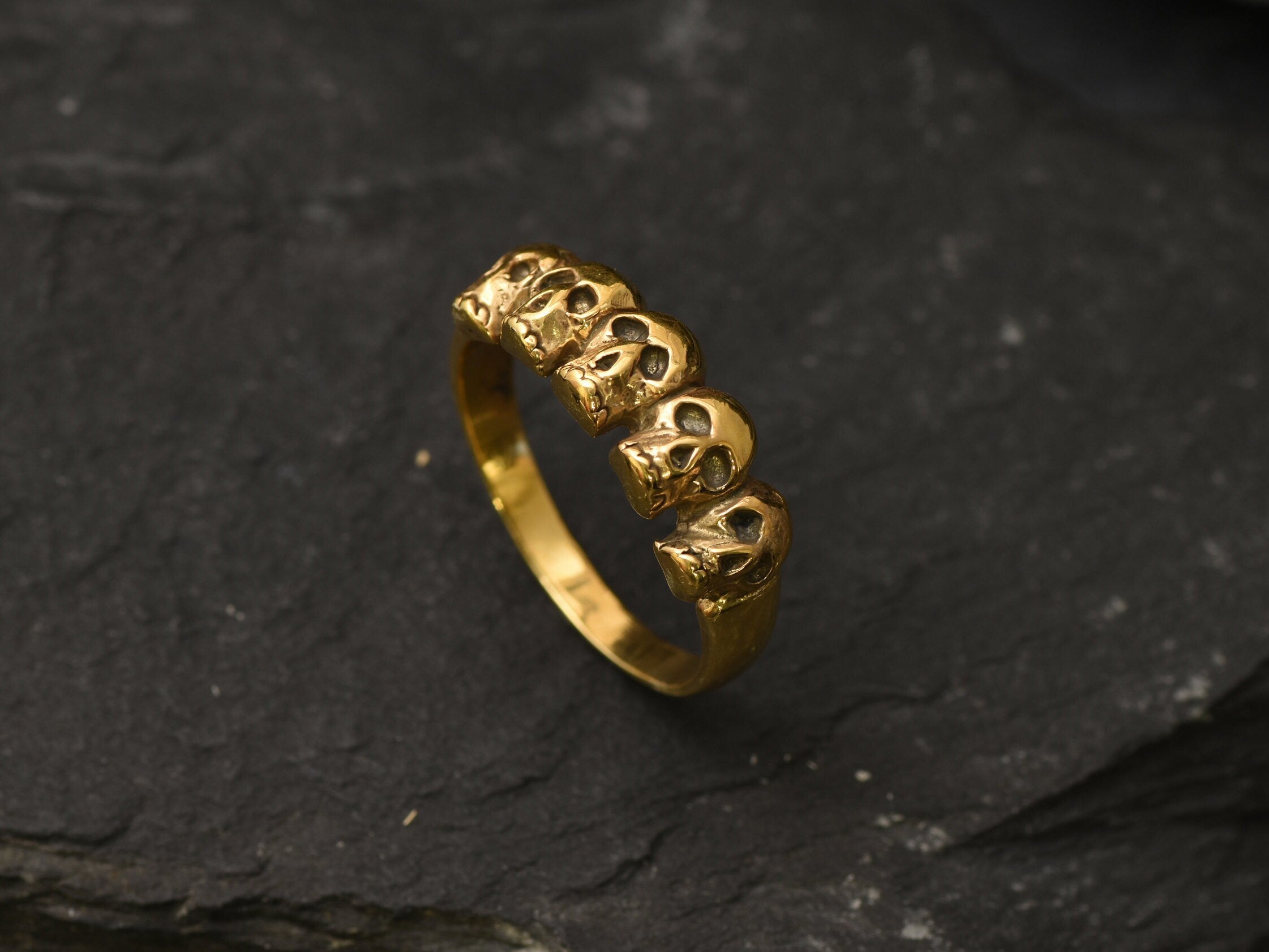 Gold Skull Ring, Skulls Ring, Gold Vintage Ring, Gold Skeleton Ring, Antique Ring, Handmade Ring, Artisan Ring, Original Ring, Gothic Ring