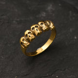 Gold Skull Ring, Skulls Ring, Gold Vintage Ring, Gold Skeleton Ring, Antique Ring, Handmade Ring, Artisan Ring, Original Ring, Gothic Ring