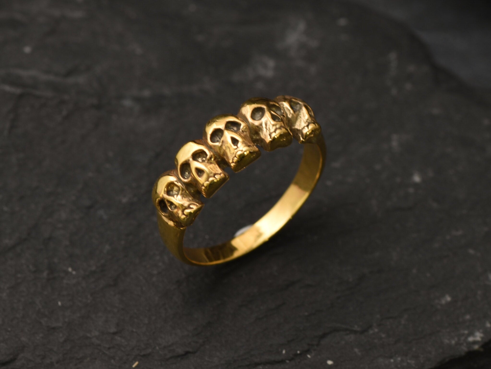 Gold Skull Ring, Skulls Ring, Gold Vintage Ring, Gold Skeleton Ring, Antique Ring, Handmade Ring, Artisan Ring, Original Ring, Gothic Ring