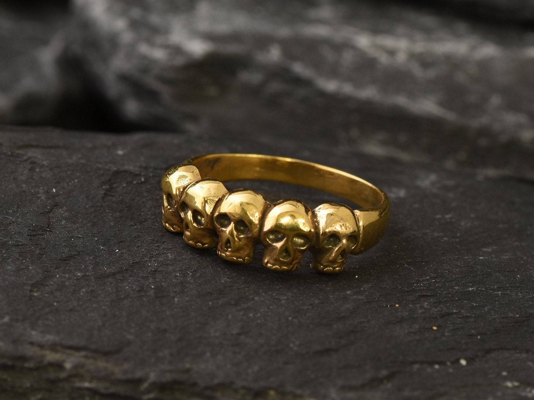 Gold Skull Ring, Skulls Ring, Gold Vintage Ring, Gold Skeleton Ring, Antique Ring, Handmade Ring, Artisan Ring, Original Ring, Gothic Ring