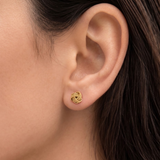 Gold Rope Ball Earrings - Love Knot Studs, Dainty Ball Earrings
