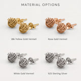 Gold Rope Ball Earrings - Love Knot Studs, Dainty Ball Earrings