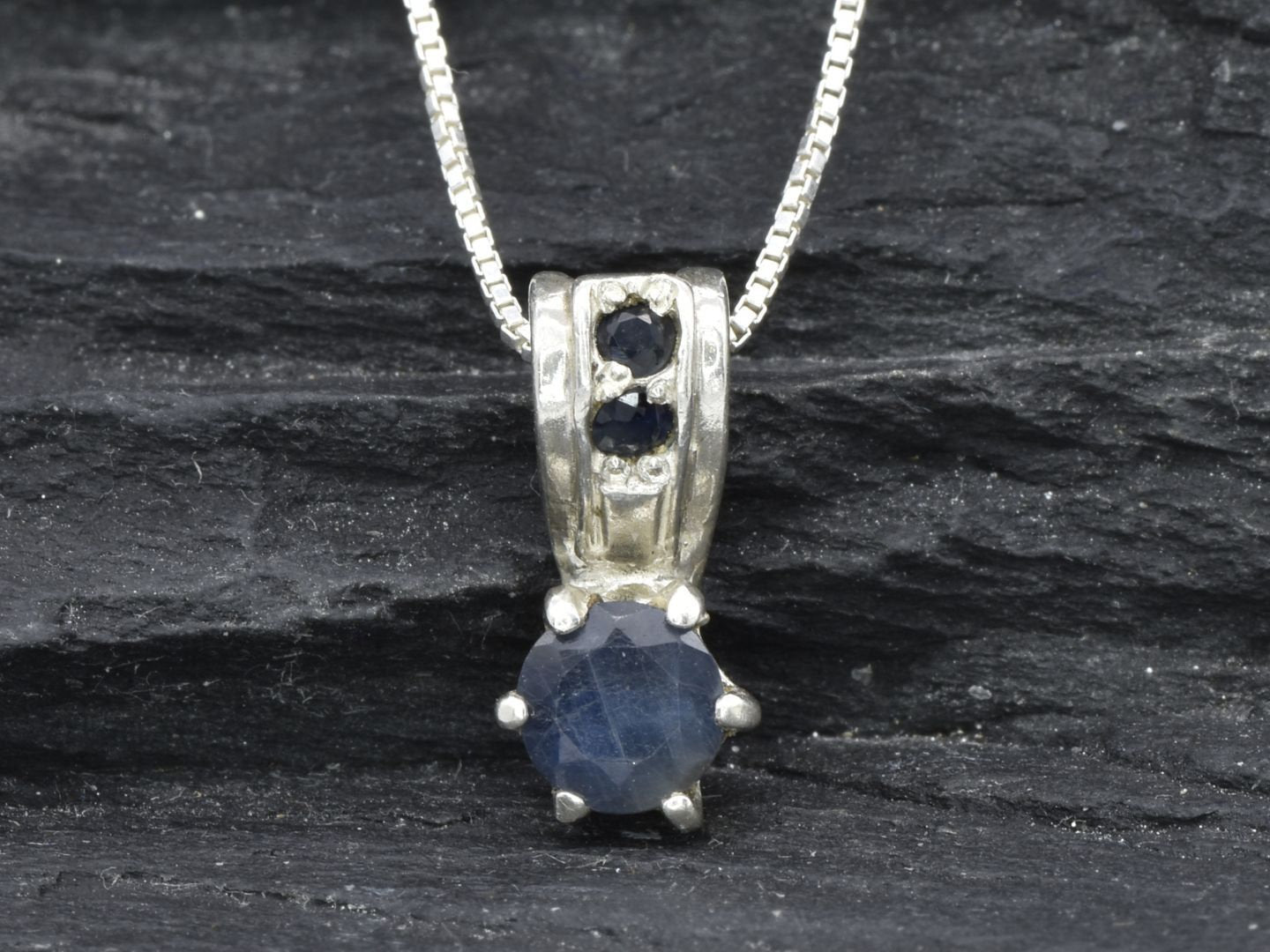 Blue Sapphire Pendant, Natural Sapphire Pendant, Round Blue Pendant made in 925 Sterling Silver. Ideal for everyday wear and perfect for birthday gifting and special occasions.