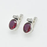 Drop Ruby Earrings - Red Oval Earrings - Vintage Bezel Earrings