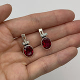 Drop Ruby Earrings - Red Oval Earrings - Vintage Bezel Earrings