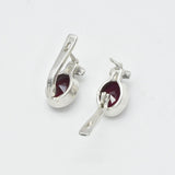 Drop Ruby Earrings - Red Oval Earrings - Vintage Bezel Earrings