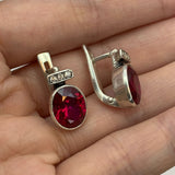 Drop Ruby Earrings - Red Oval Earrings - Vintage Bezel Earrings