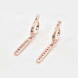 Pink Diamond Earrings - Drop Diamond Earrings - Rose Gold Dangling Earrings