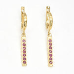 Natural Ruby Earrings made in 18k Gold Vermeil with Round Natural Red Ruby in Channel-Set setting, July Birthstone gift idea, symbolizes nobility, purity, and passion, ideal for everyday wear and perfect for birthday gifting and special occasions.