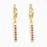 Natural Ruby Earrings made in 18k Gold Vermeil with Round Natural Red Ruby in Channel-Set setting, July Birthstone gift idea, symbolizes nobility, purity, and passion, ideal for everyday wear and perfect for birthday gifting and special occasions.