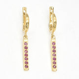 Natural Ruby Earrings made in 18k Gold Vermeil with Round Natural Red Ruby in Channel-Set setting, July Birthstone gift idea, symbolizes nobility, purity, and passion, ideal for everyday wear and perfect for birthday gifting and special occasions.