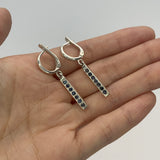 Gold Natural Sapphire Earrings - Blue Dangling Earrings - September Birthstone Earrings