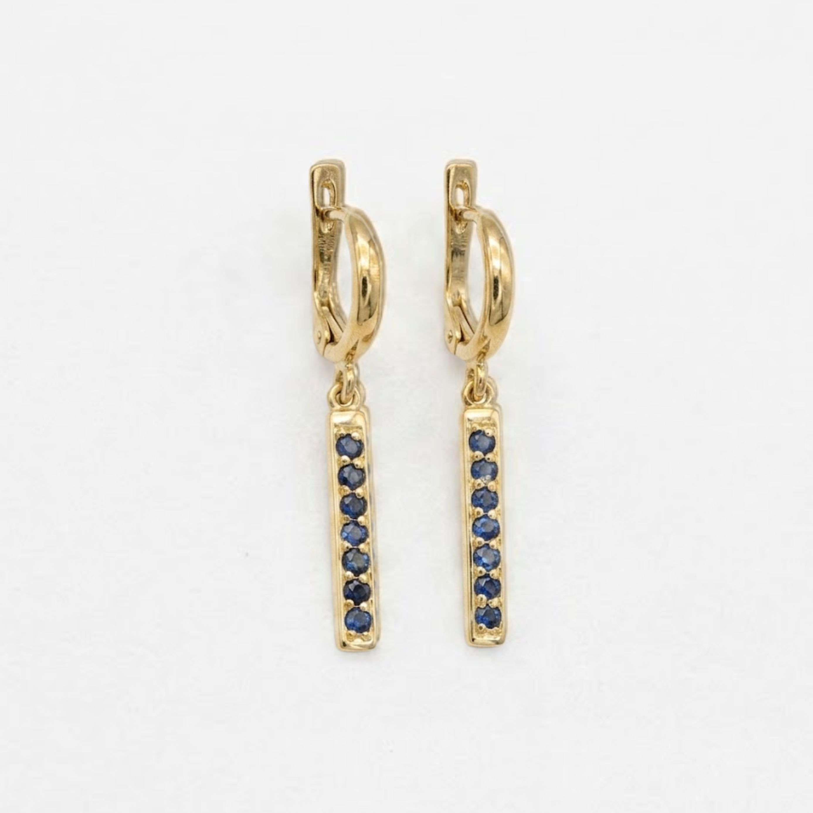 Gold Natural Sapphire Earrings - Blue Dangling Earrings - September Birthstone Earrings made in 18k Gold Vermeil. Ideal for everyday wear and perfect for birthday gifting and special occasions.