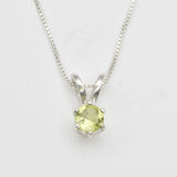 Gold Peridot Necklace - Round Green Gemstone Pendant - August Birthday Gift
