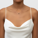 Gold Onyx Pendant - Chic dainty necklace with a round solitaire in 18k Gold Vermeil, designed for effortless style and gifting.