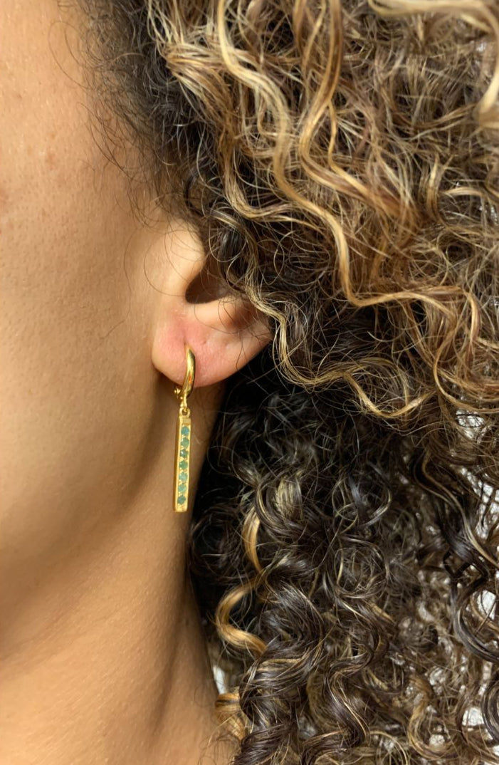 Elegant 18k Gold Vermeil Emerald Earrings with Round Green Emeralds, perfect for May birthdays and everyday elegance.