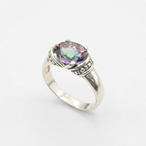 Mystic Topaz Ring - Purple Boho Band, Silver Tribal Ring
