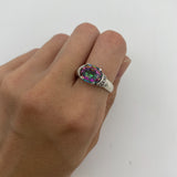 Mystic Topaz Ring - Purple Boho Band, Silver Tribal Ring
