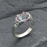 Mystic Topaz Ring - Purple Boho Band, Silver Tribal Ring