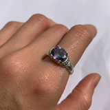 Mystic Topaz Ring - Purple Boho Band, Silver Tribal Ring