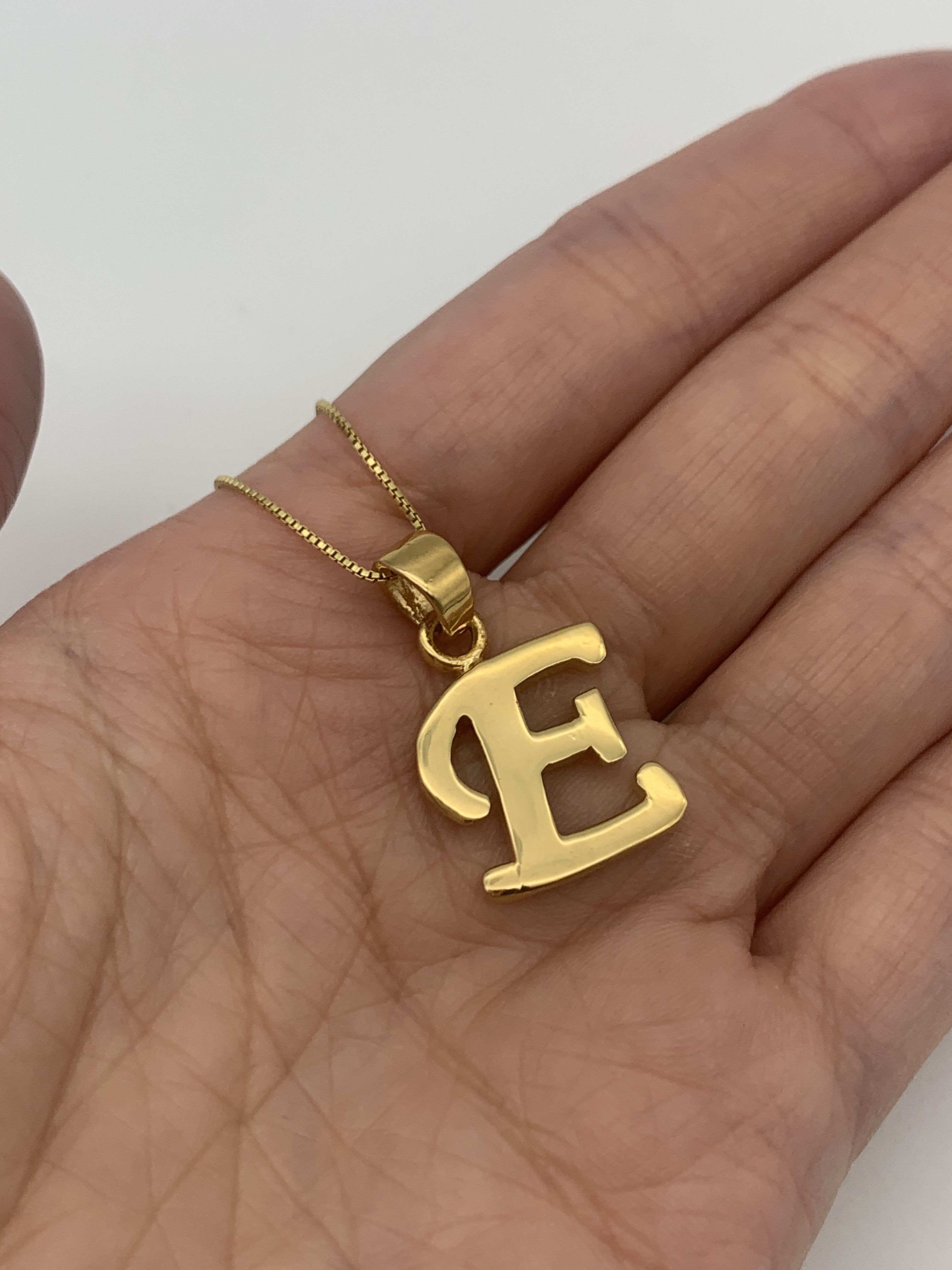 Gold Necklace E Charm Necklace 9ct, Script Initial 'e' Pendant Pascoes