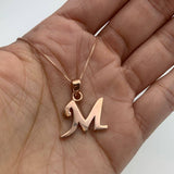 Letter M Pendant -  Alphabet letter Necklace - Rose Gold Letter Necklace