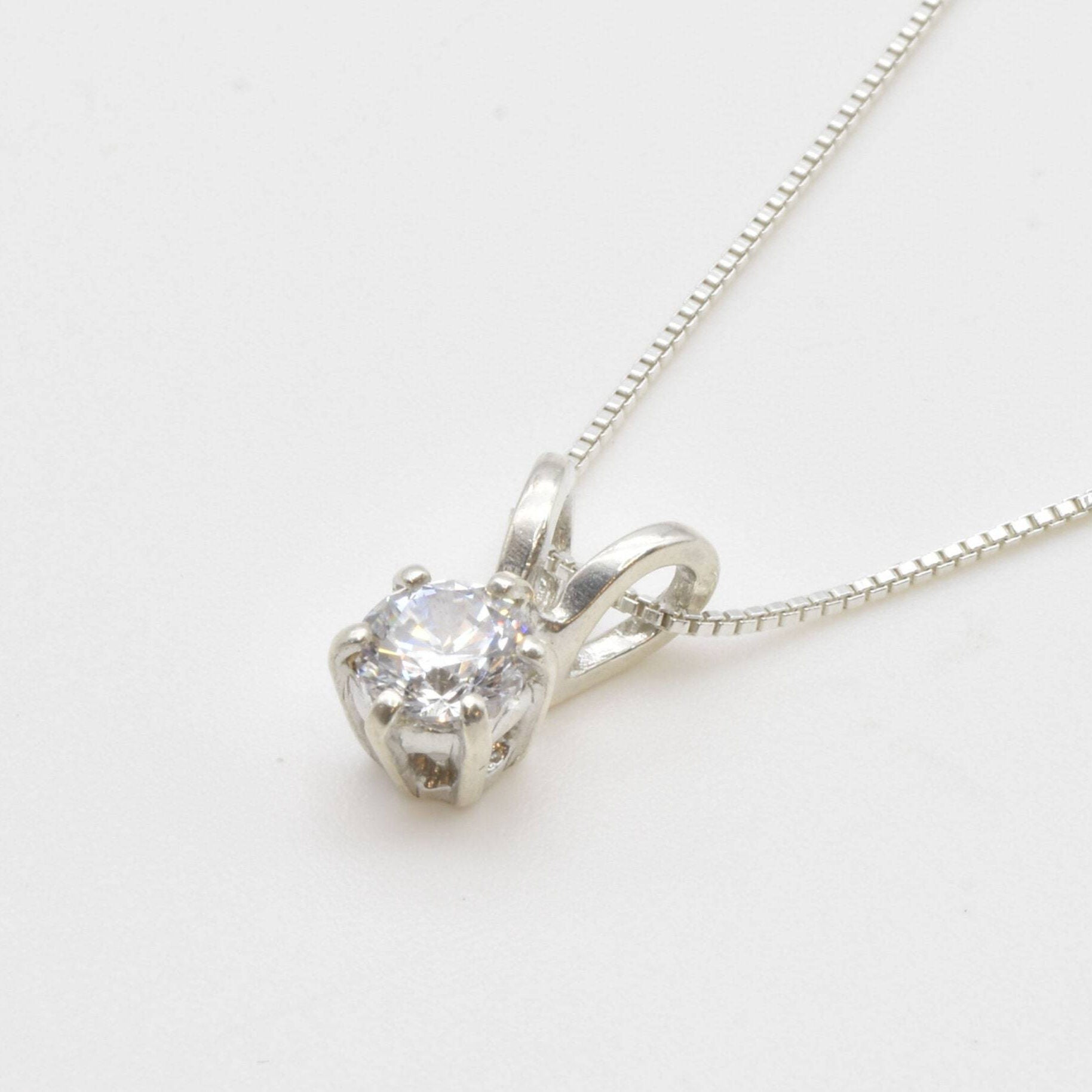 Stylish Created CZ Pendant in 925 Sterling Silver, ideal for special occasions and an April birthstone gift.