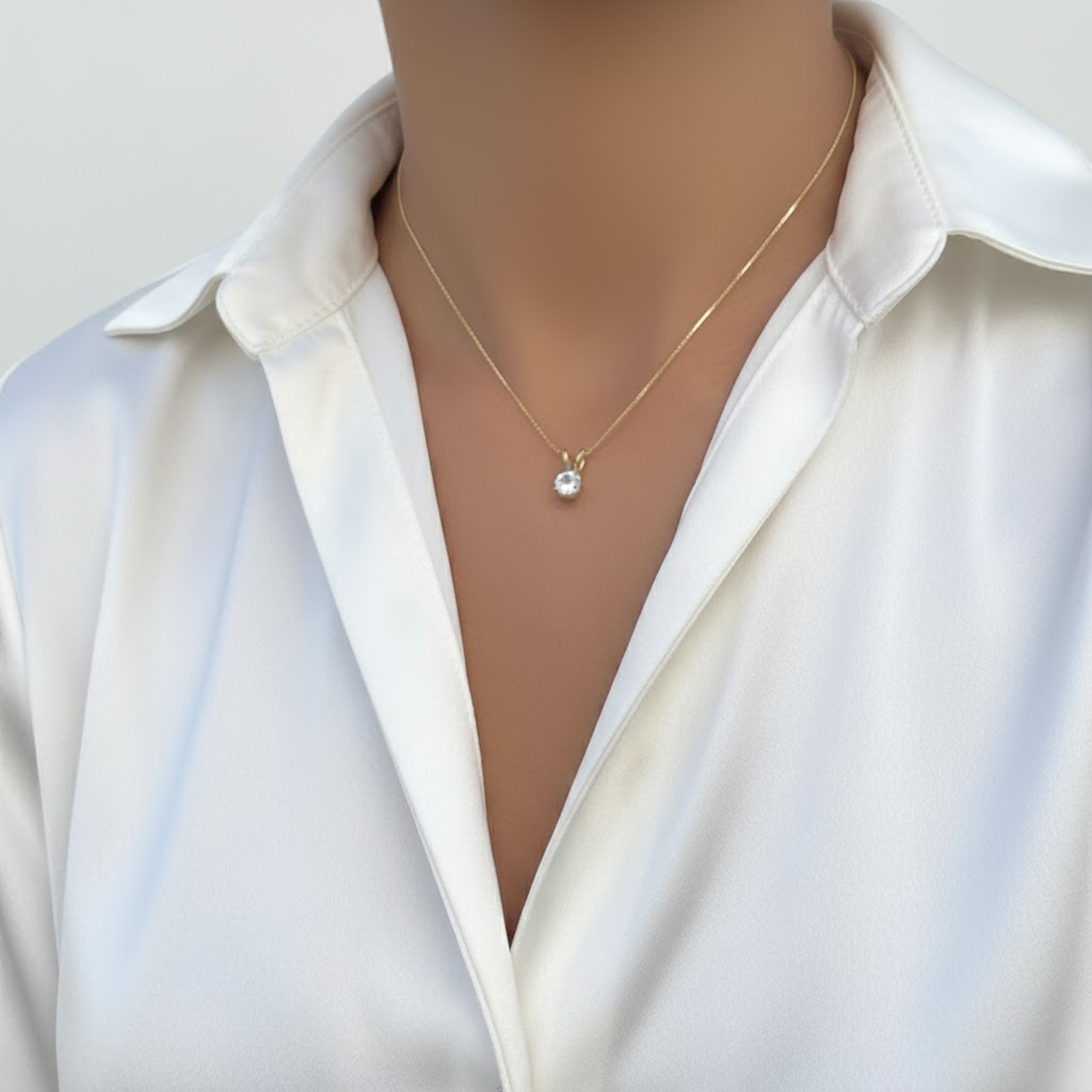 Charming Created CZ Pendant in 925 Sterling Silver, a stunning choice for April birthdays and casual elegance.