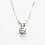 Created CZ Pendant made in 925 Sterling Silver with Round Created White CZ in Solitaire setting, April Birthstone gift idea, symbolizes, ideal for everyday wear and perfect for birthday gifting and special occasions.