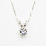 Created CZ Pendant made in 925 Sterling Silver with Round Created White CZ in Solitaire setting, April Birthstone gift idea, symbolizes, ideal for everyday wear and perfect for birthday gifting and special occasions.