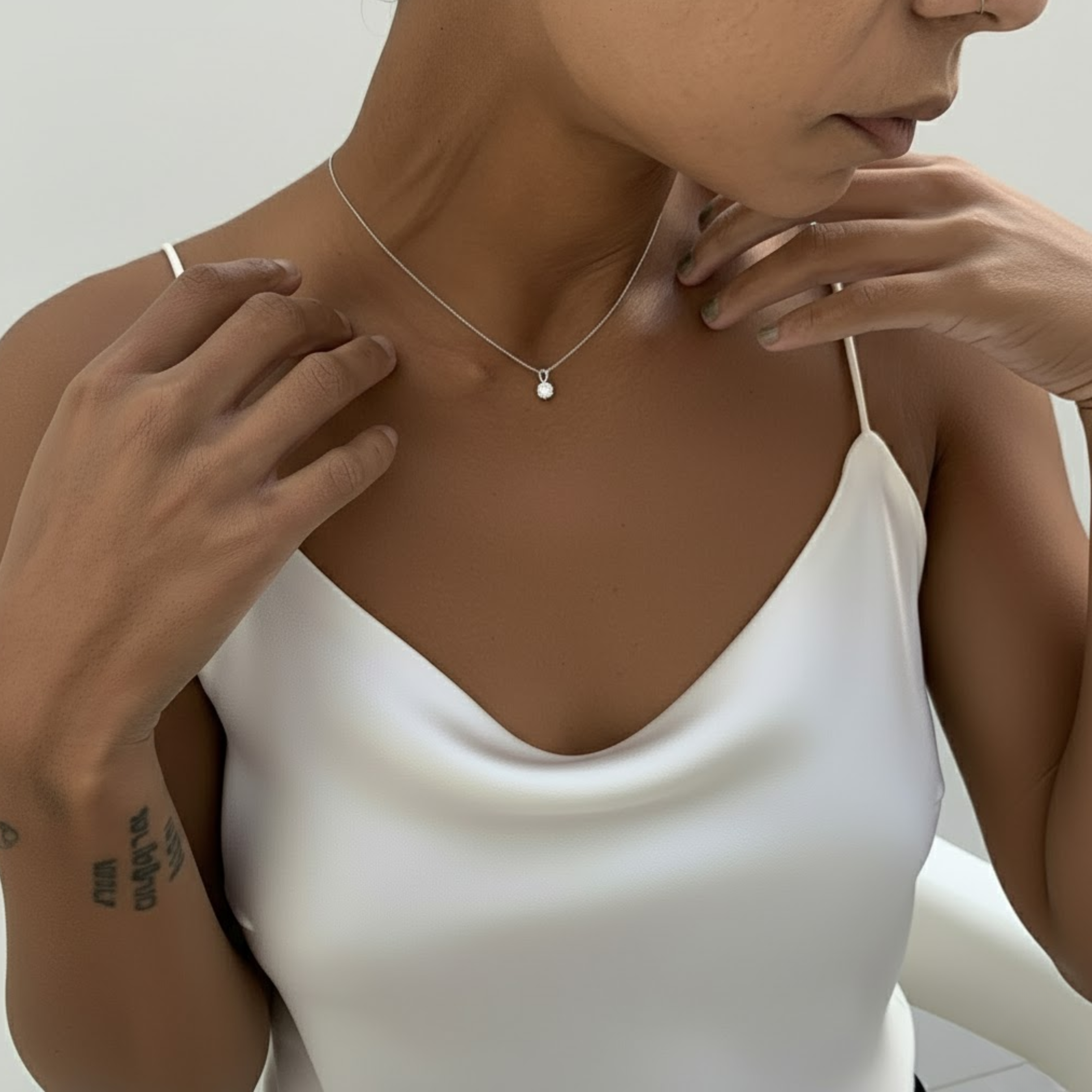 Created CZ Pendant in 925 Sterling Silver, elegant solitaire design, perfect for birthdays and daily wear.