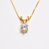 Created CZ Pendant made in 18k Gold Vermeil with Round Created White CZ in Solitaire setting, April Birthstone gift idea, symbolizes, ideal for everyday wear and perfect for birthday gifting and special occasions.