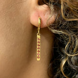 Dangling Garnet Earrings - Natural Garnet Earrings, Red Bar Earrings