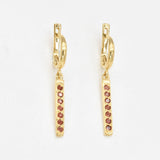 Long Garnet Earrings - Dangling Garnet Earrings, Silver Bar Earrings