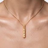 Gold Opal Pendant - Fire Opal Necklace - Vertical Opal Pendant