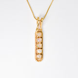 Gold Opal Pendant - Fire Opal Necklace - Vertical Opal Pendant