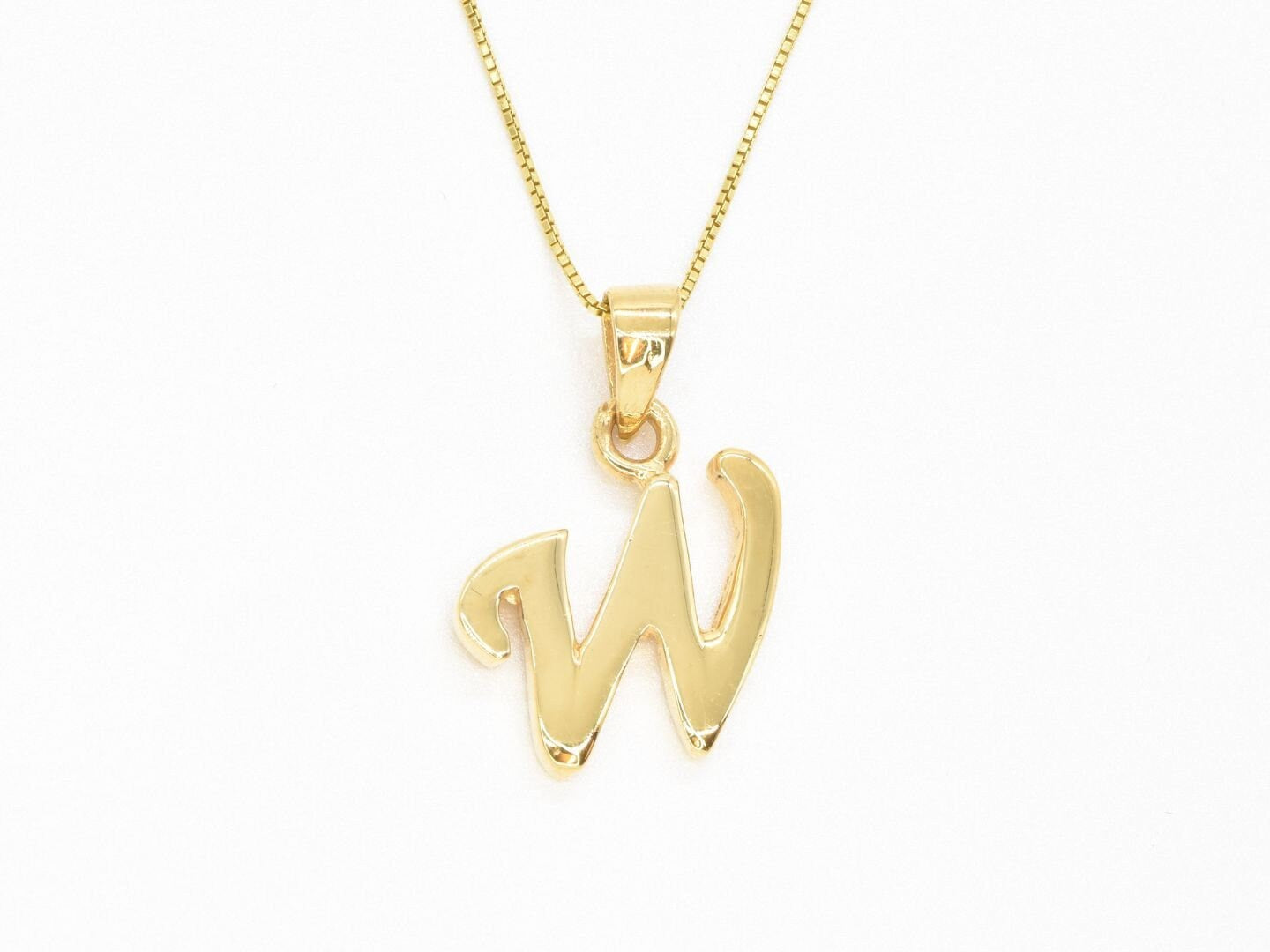 Gold Letter W Pendant, Capital W Pendant, Initial W Necklace