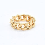 Chunky Chain Ring - Silver Chain Band - Silver Braid Ring