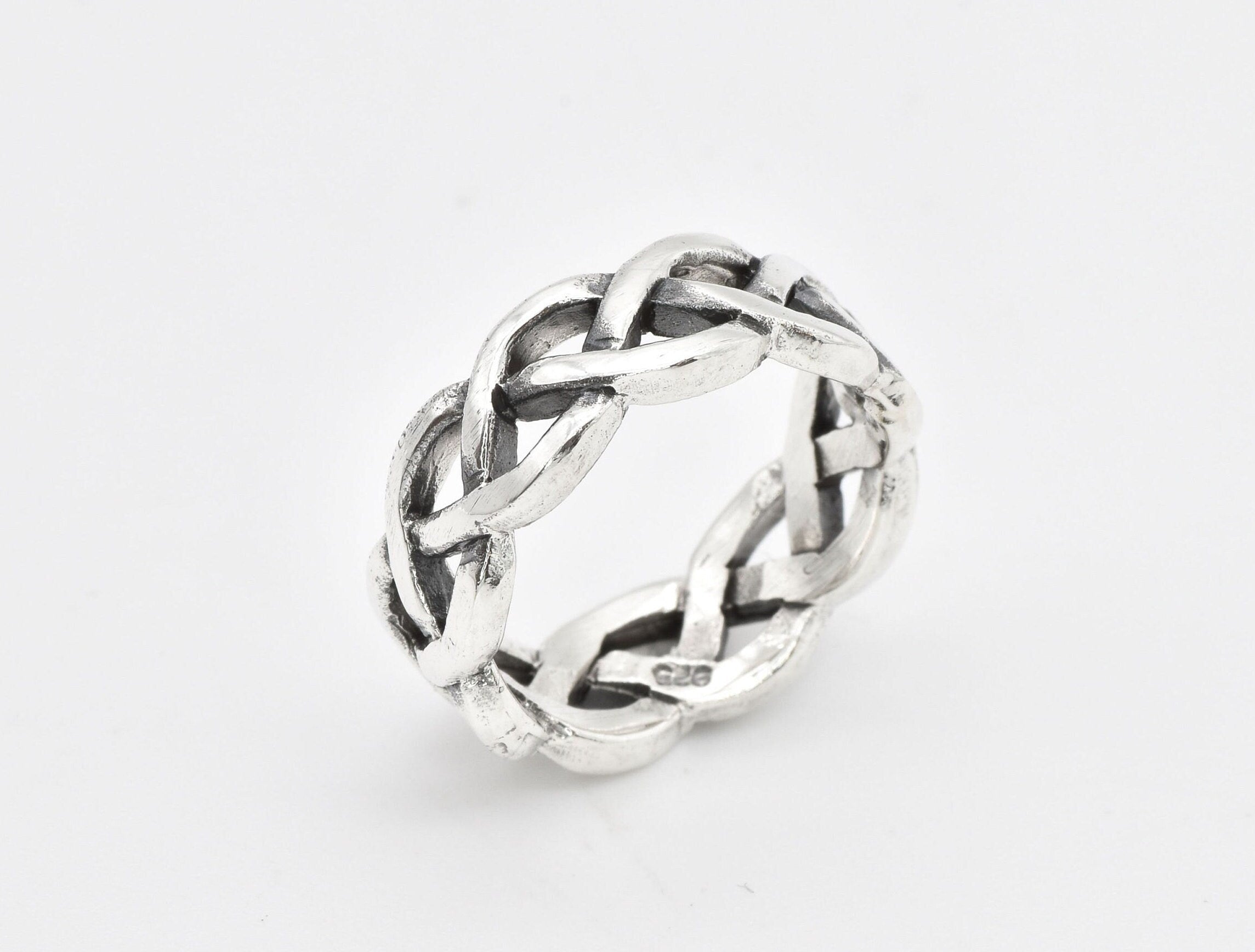 Wide Weaved Knot Ring - Braided Celtic Ring - Silver Braid Ring – Adina ...