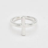 Minimalist Cross Ring - Gold Line Band, Dainty Cross Ring