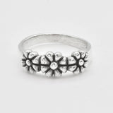 Trilogy Flower Ring - Gold Floral Band, Three Flower Ring