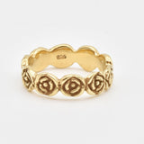 Rose Eternity Ring - Gold Flower Band - Infinity Roses Ring